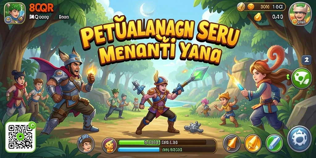 Tampilan permainan 8QR yang penuh aksi dan petualangan.