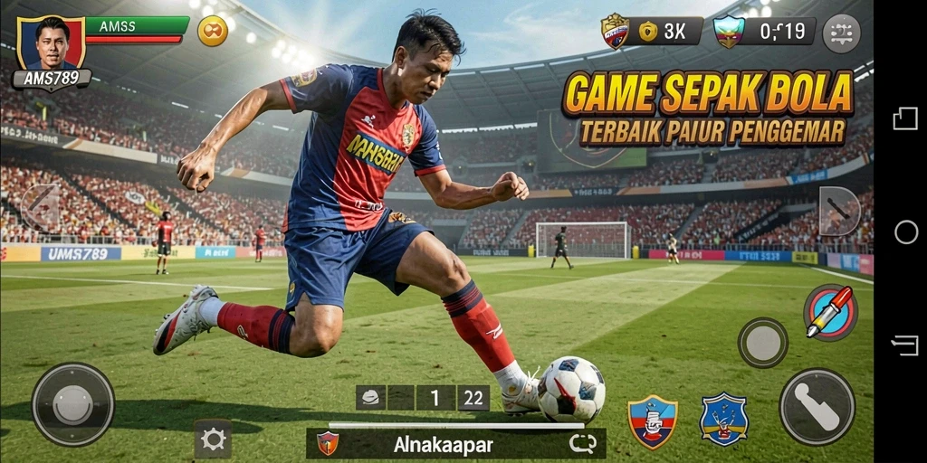 Tampilan menarik dari gameplay sepak bola di AMS789.