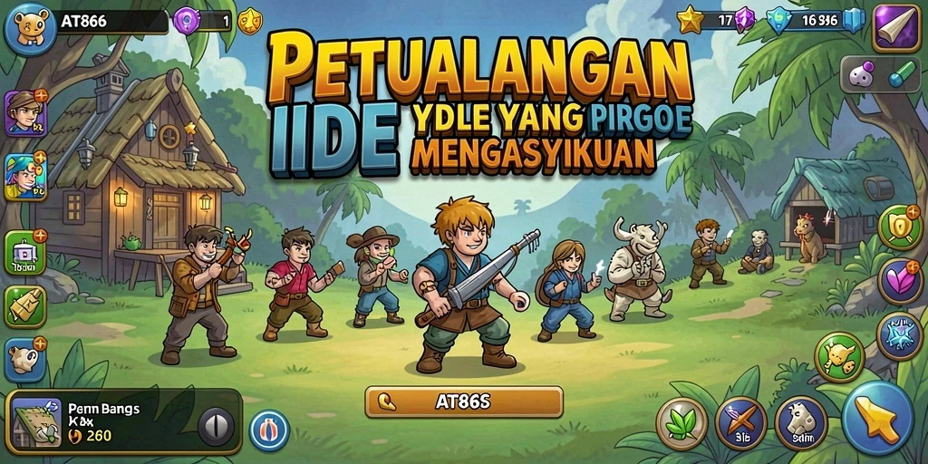 Screenshot utama AT866 menampilkan karakter dan grafik yang menarik dalam game Idle.