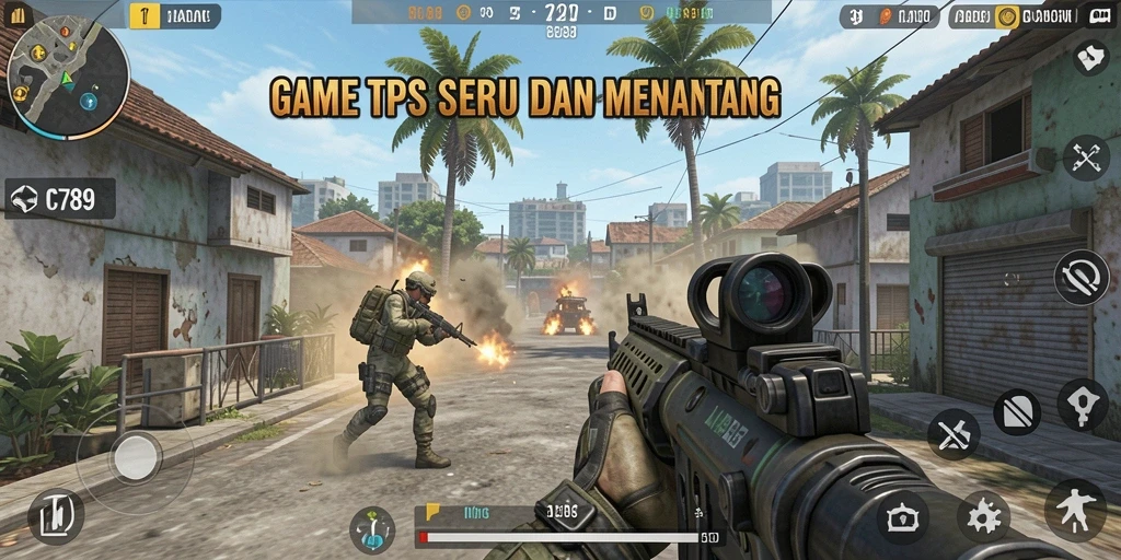 Tangkapan layar gameplay C789 menampilkan pertarungan intens dalam TPS.