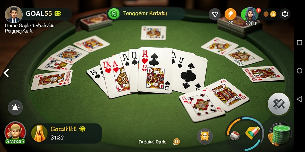 Tampilan gameplay seru di GOAL55 dengan kartu Gaple.