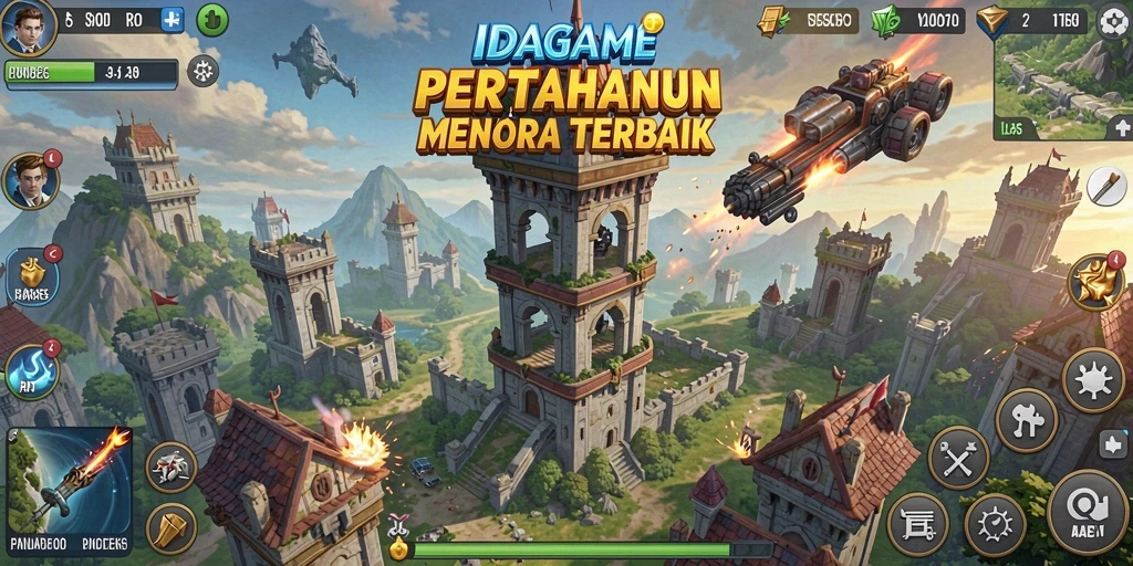 Tampilan gameplay menara pertahanan yang mendebarkan di IDAGAME.