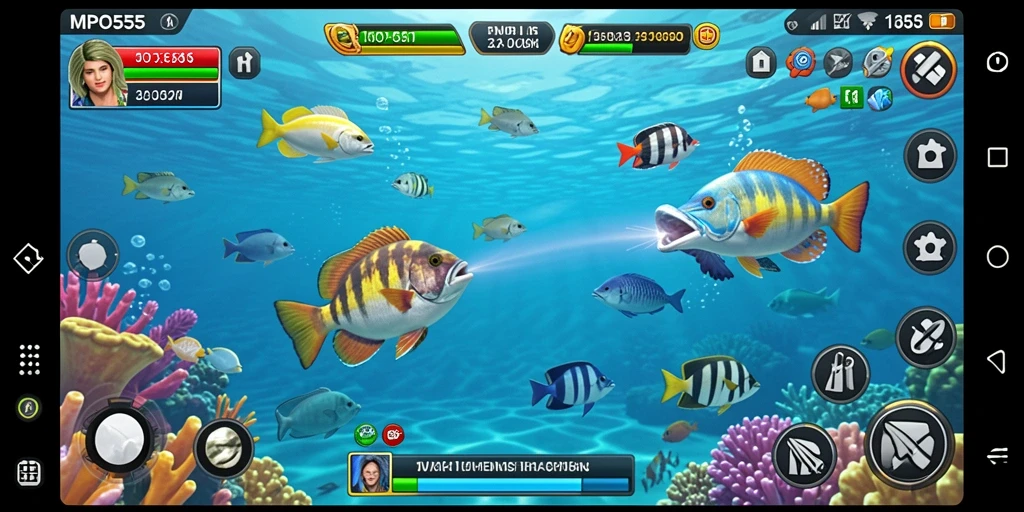 Screenshot MPO555 menampilkan aksi seru menembak ikan.