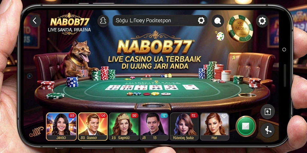 Screenshot gameplay NABOB77 yang menampilkan dealer profesional dan suasana casino langsung.
