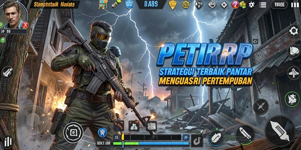 Tampilan gameplay menegangkan dalam PETIRRP dengan strategi pertempuran yang mendalam.