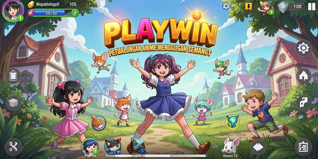 Screenshot menunjukkan karakter anime beraksi dalam pertempuran epik.