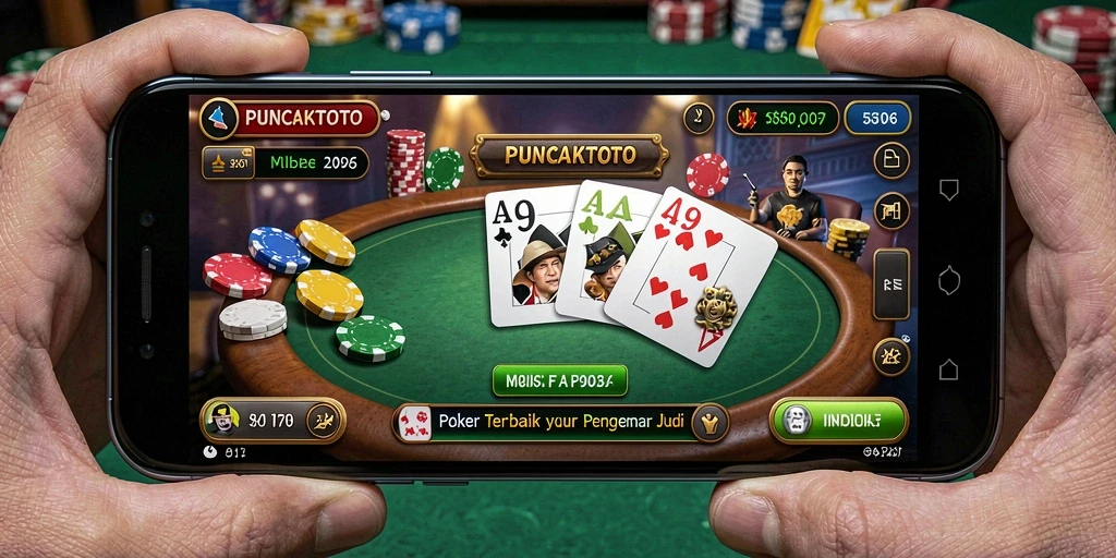 Screenshot gameplay PUNCAKTOTO menampilkan suasana poker yang seru.