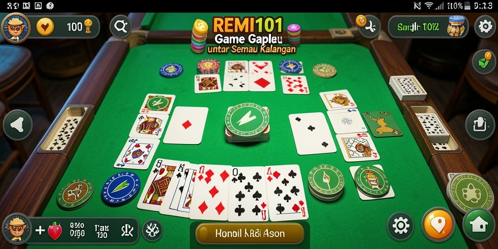 Tampilan utama gameplay Gaple di REMI101 dengan interaksi pemain.