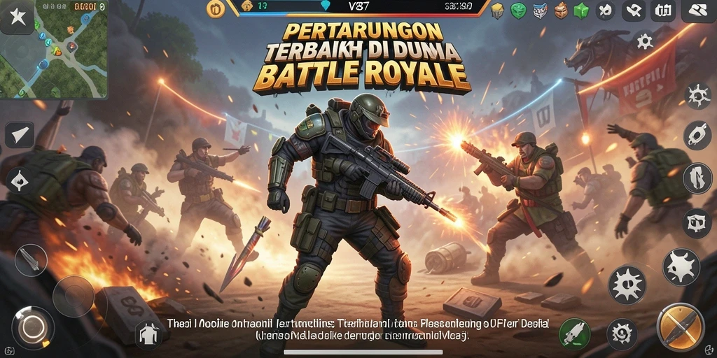 Tampilan gameplay V87 yang mengasyikkan dalam pertarungan Battle Royale.
