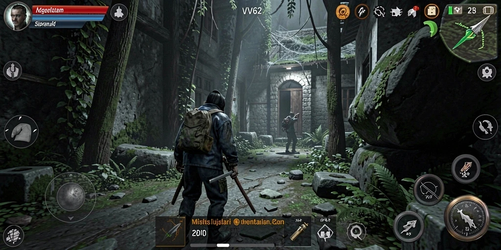 Screenshot gameplay menegangkan dari VV62 yang menunjukkan suasana horor.